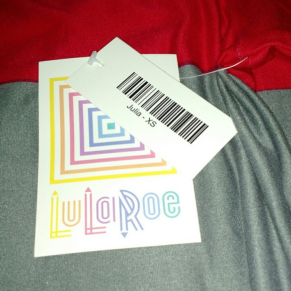 LuLaRoe - Julia Dress Dark Pink & Gray Color Block - Picture 8 of 11